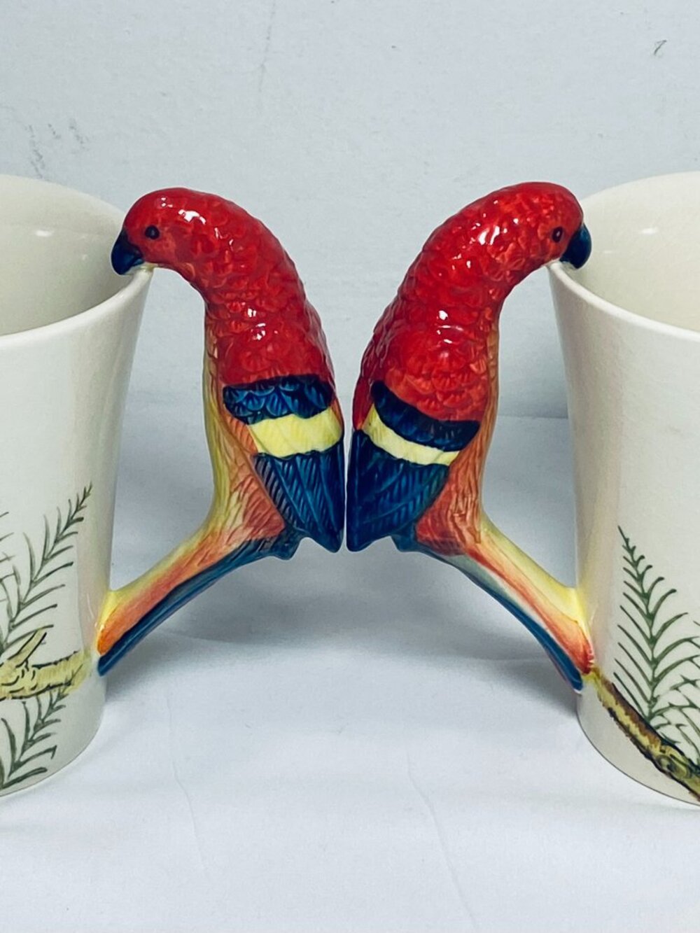 Set of 2 Parrot/Macaw Handle Tall Mugs Pier 1 Imports VGUC